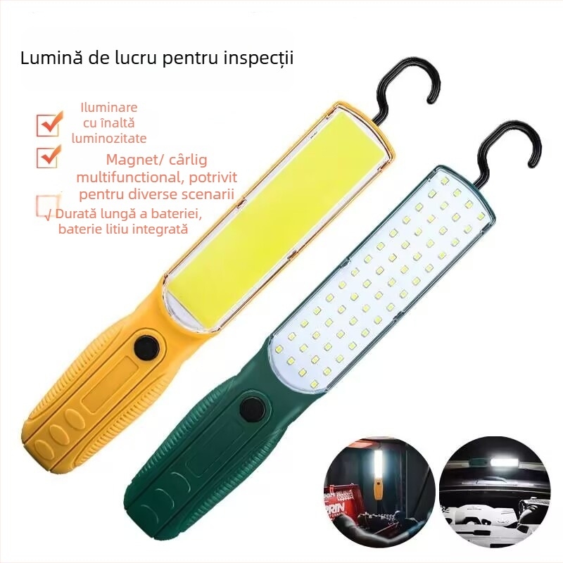 Lumină de lucru magnetică cu cârlig – LED SMD+COB de 10W, baterie 1200mAh, iluminare de exterior pentru situații de urgență