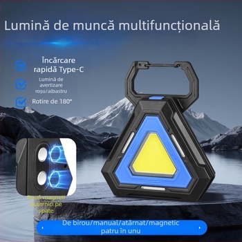 Lumină de lucru pe trepied cu cadru triunghiular, lampă LED de urgență pentru mașină, lampă de inspecție portabilă (CD13, 10W, carcasă ABS)
