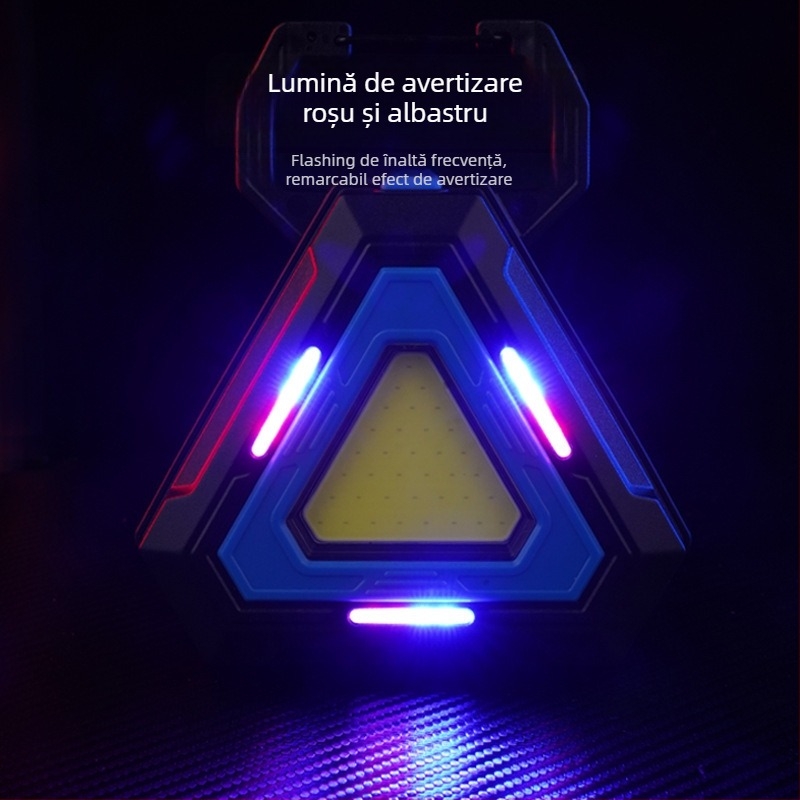 Lumină de lucru pe trepied cu cadru triunghiular, lampă LED de urgență pentru mașină, lampă de inspecție portabilă (CD13, 10W, carcasă ABS)