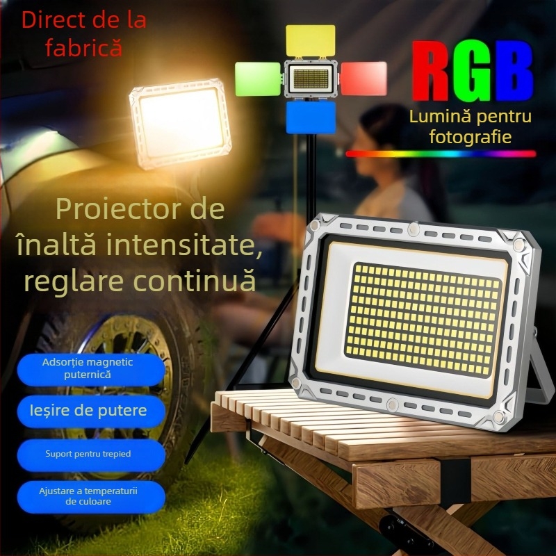 Lampa de lucru LED cu montare magnetică, reglaj nelimitat al intensității, temperatură de culoare reglabilă, 20W, IP65