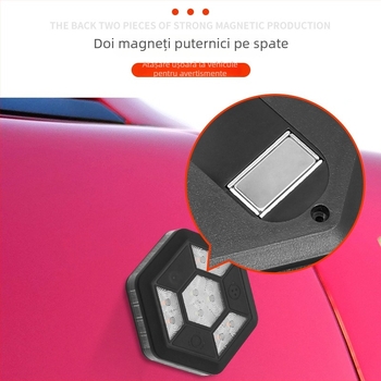 Lumină de avertizare LED magnetică pentru mașină, fixare magnetică, flash rotativ, model S304, 3W, 3.6V, 30 lm