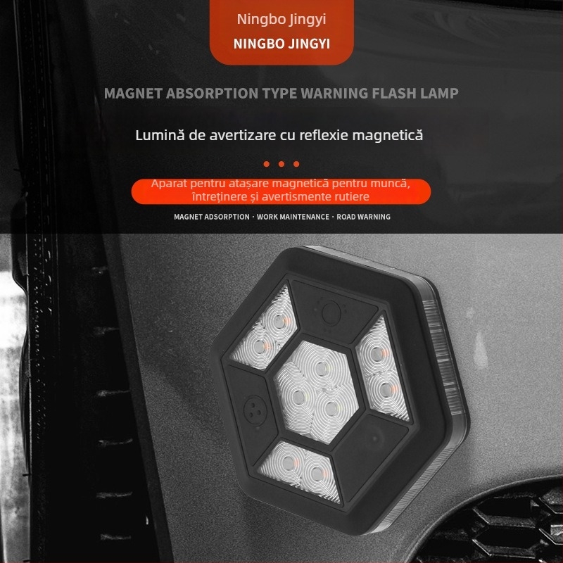 Lumină de avertizare LED magnetică pentru mașină, fixare magnetică, flash rotativ, model S304, 3W, 3.6V, 30 lm