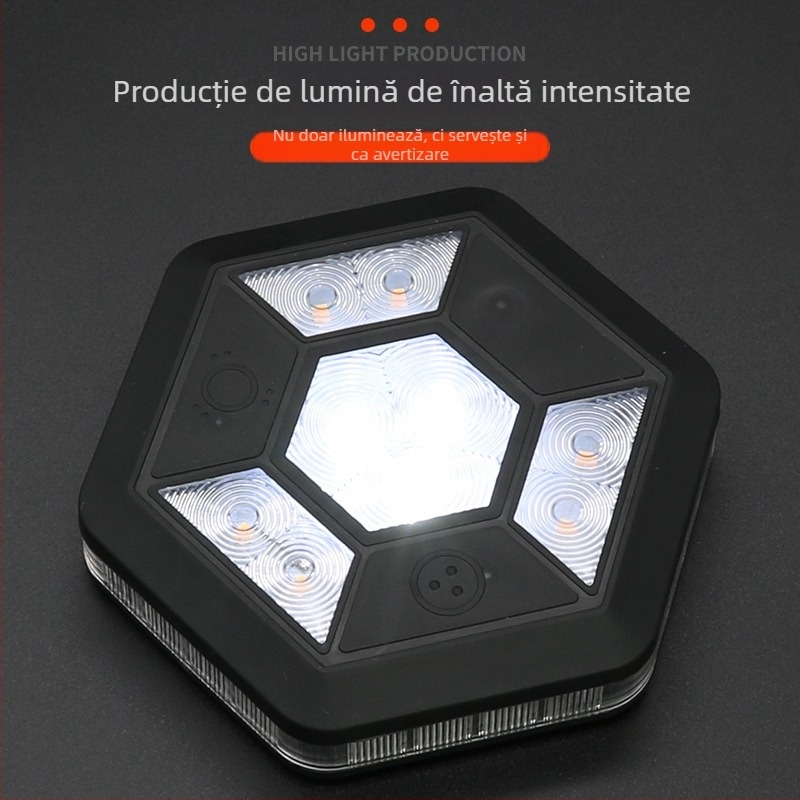 Lumină de avertizare LED magnetică pentru mașină, fixare magnetică, flash rotativ, model S304, 3W, 3.6V, 30 lm