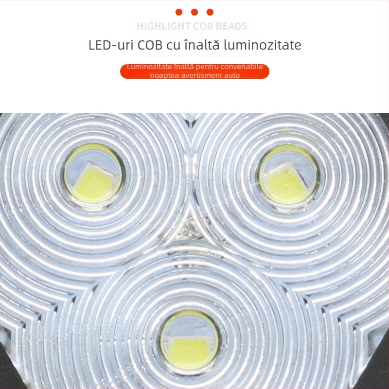 Lumină de avertizare LED magnetică pentru mașină, fixare magnetică, flash rotativ, model S304, 3W, 3.6V, 30 lm