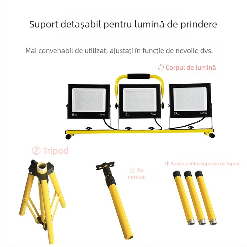 Lumină de lucru LED IP66, 30000 lm, fascicul 120°, 85-265V AC, 50/100W