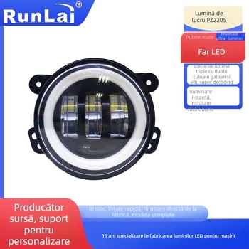 Faruri LED pentru mașină cu corp din aluminiu turnat și PC, 12W, 12-30V, 5000lm, 3000K-5500K