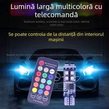 RGB LED T10/W5W lampă indicator de lățime pentru exterior cu telecomandă RF, 360°, LED 3535, 12V, 6W, 300 lm