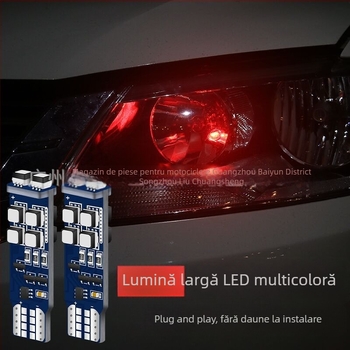RGB LED T10/W5W lampă indicator de lățime pentru exterior cu telecomandă RF, 360°, LED 3535, 12V, 6W, 300 lm