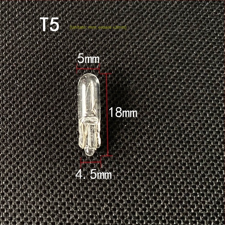 Lampă de instrumente auto T5 – 12V, utilizare generală, bec insert pentru panoul de bord, frână și semnalizare