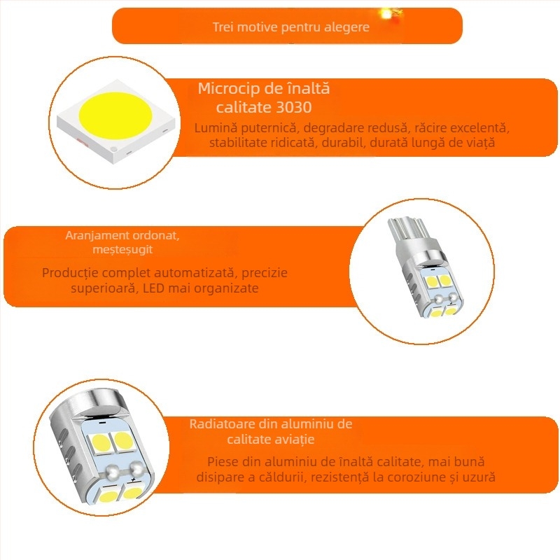 Lumină pentru plăcuța de înmatriculare T10, LED 6SMD 3030, 12-30V, 2W, 180mA, 50.000 h