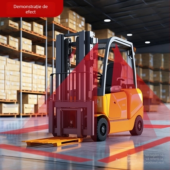 Sistem de evitare a coliziunilor pentru stivuitor, avertizare de frontieră, indicator pentru zonă sigură și laser de marșar cu lumină lată; 3W Osram LED, 10–80V, 0.4A, durată de viață 5000h