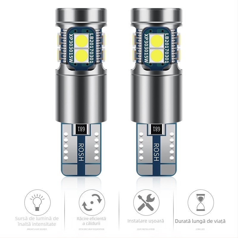 Lumină LED T10 pentru mașini, 9SMD 3030, 3W, DC12-24V, 6500K, 400 lm