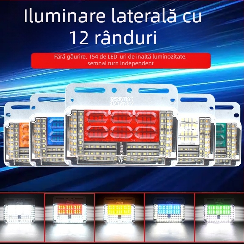 Lampă LED laterală pentru camion, 24V, 9 rânduri, 15W, 15×9 cm, sursă LED, semnal de direcție