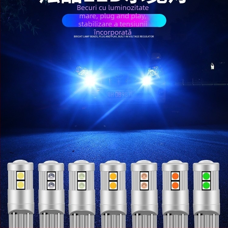 Lumină LED T10 pentru indicator de lățime la mașină – 12V, 5W, LED 3030, durată de viață 300000 h