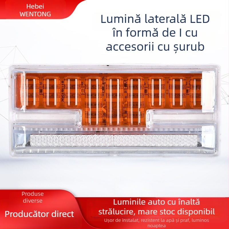 Lumina laterală LED în formă de I pentru camioane și vehicule industriale, 24V, caroserie din plastic, cu șuruburi, model 233262