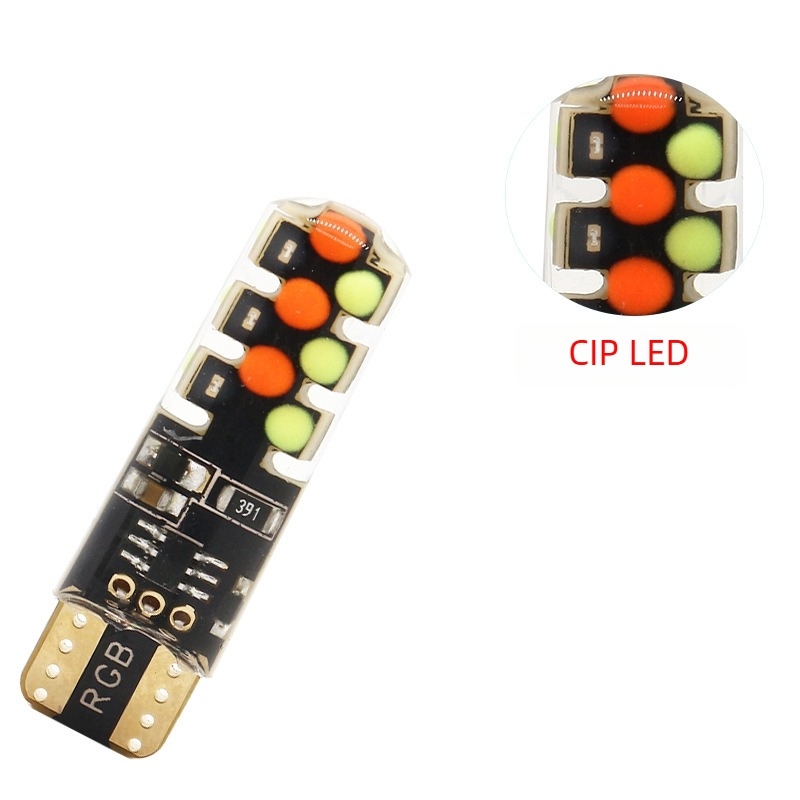Lampa LED T10 RGB COB pentru semnalizare lățime, control wireless (12V, 6W, 500lm, COB, 6500K)