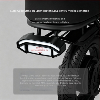 Lampă LED pentru bicicletă, model D-06J, tensiune 36-48V, flux luminos nivel II, durată de viață 15000 h