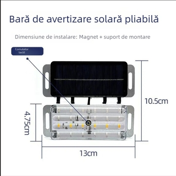 Lampa LED de spate pentru mașină cu energie solară, carcasă ABS, faruri solare pliante, compatibil universal
