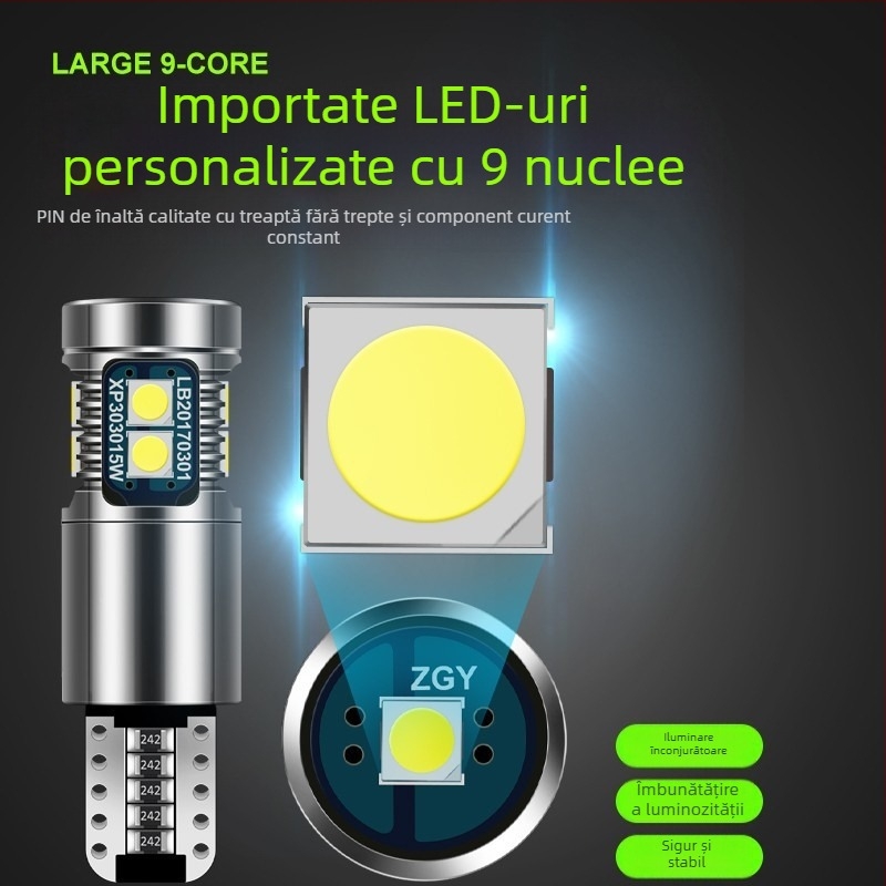 Lumină de poziție auto LED T10 3030 9SMD (12V, 0.6A, 7.2W, 700 lm, LED)