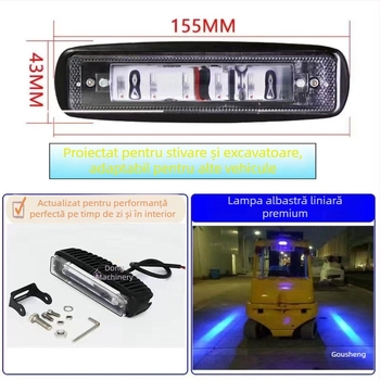 Lumină de zonă pentru stivuitor cu avertizare pe linie dreaptă și semnale de mers înapoi (LED, 20-30W, universal 12-80V)