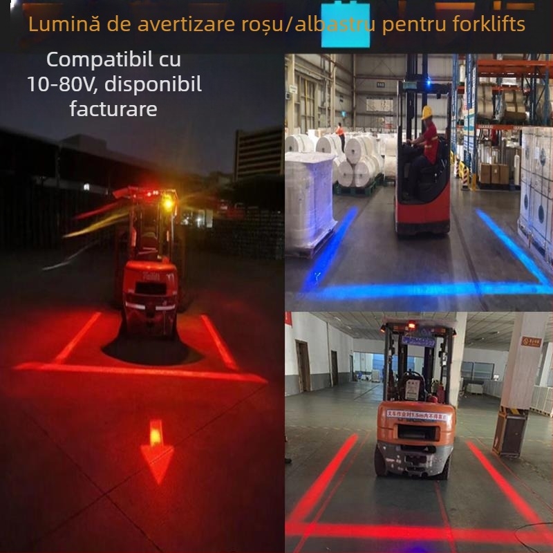 Lumină de zonă pentru stivuitor cu avertizare pe linie dreaptă și semnale de mers înapoi (LED, 20-30W, universal 12-80V)