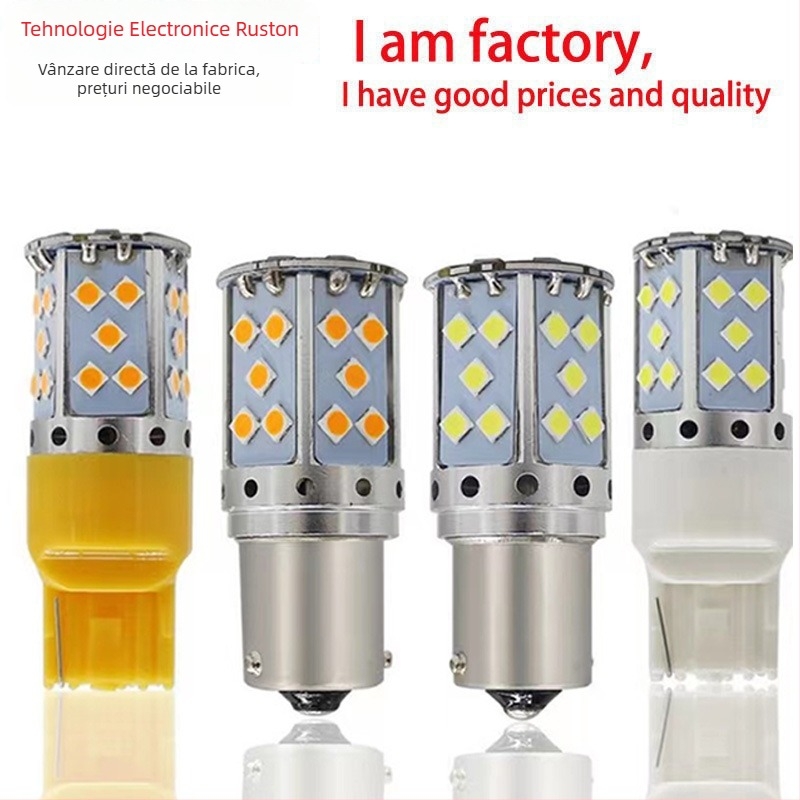 Lampa LED de semnalizare auto cu decodare, T20 7440/1156/3030, 5W, 12V, fascicul 360°, compatibil cu 1156/1157/7440/7443