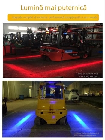 Lumină de avertizare a lățimii stivatorului, conturul zonei de mers înapoi și lumina roșie de delimitare