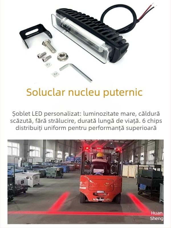 Lumină de avertizare a lățimii stivatorului, conturul zonei de mers înapoi și lumina roșie de delimitare