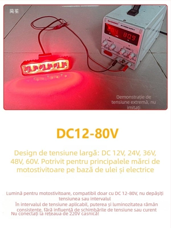 Lumină de avertizare a lățimii stivatorului, conturul zonei de mers înapoi și lumina roșie de delimitare
