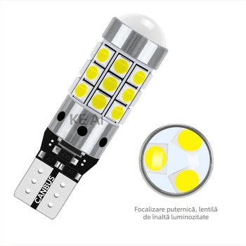 Lumină de poziție LED T10 3030 pentru autoturism, iluminare puternică, 12-24V, lampă pentru număr cu 27 SMD