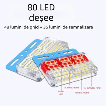 Lumini LED pentru camion 24V, montate pe podea, impermeabile, lumini laterale, lumini pentru anvelope și mers înapoi, 6000K, 5000lm