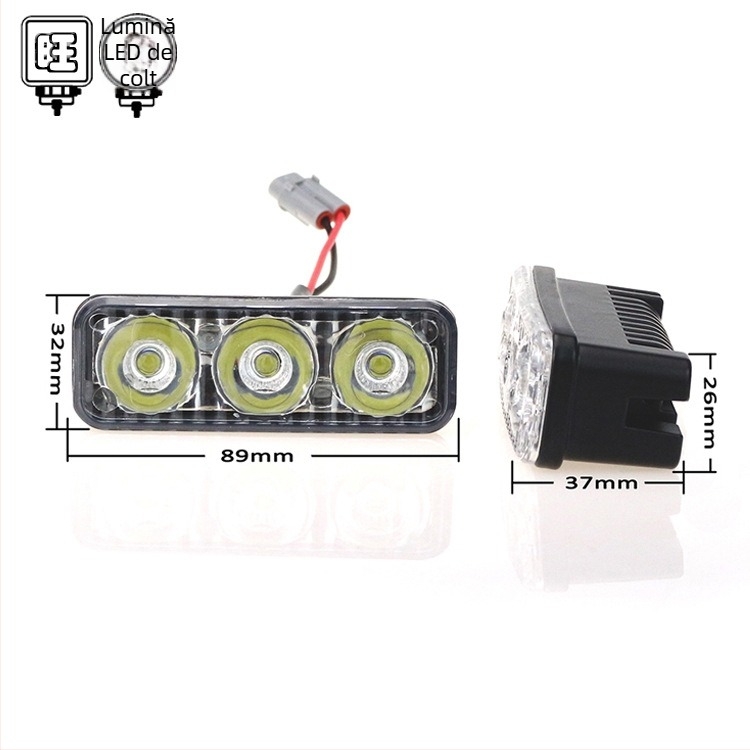 Lumină de zi universală pentru mașină, aliaj de aluminiu, LED 2525, 6W, 12V, 800lm, cu lentilă, 1–2 lumini (fiecare cu 3 LED)