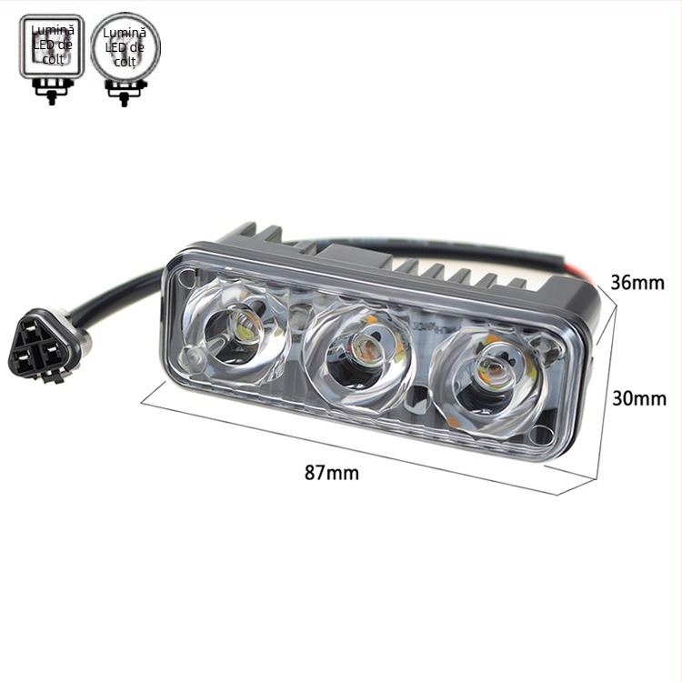 Lumină de zi universală pentru mașină, aliaj de aluminiu, LED 2525, 6W, 12V, 800lm, cu lentilă, 1–2 lumini (fiecare cu 3 LED)
