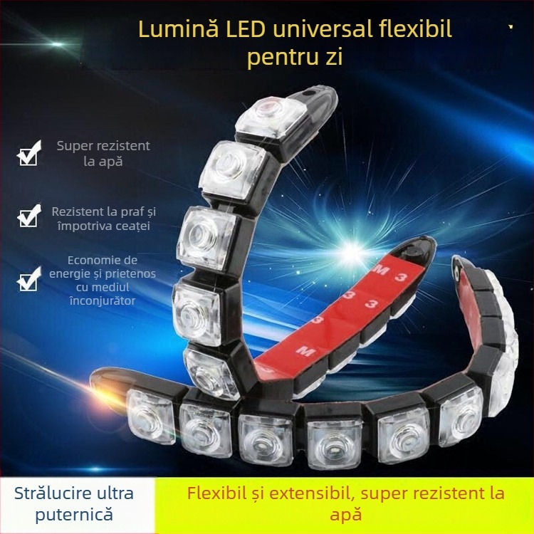 LED DRL în formă de șarpe — flexibil, model Greedy Snake, 12V, 3W, 0.2A, compatibil universal