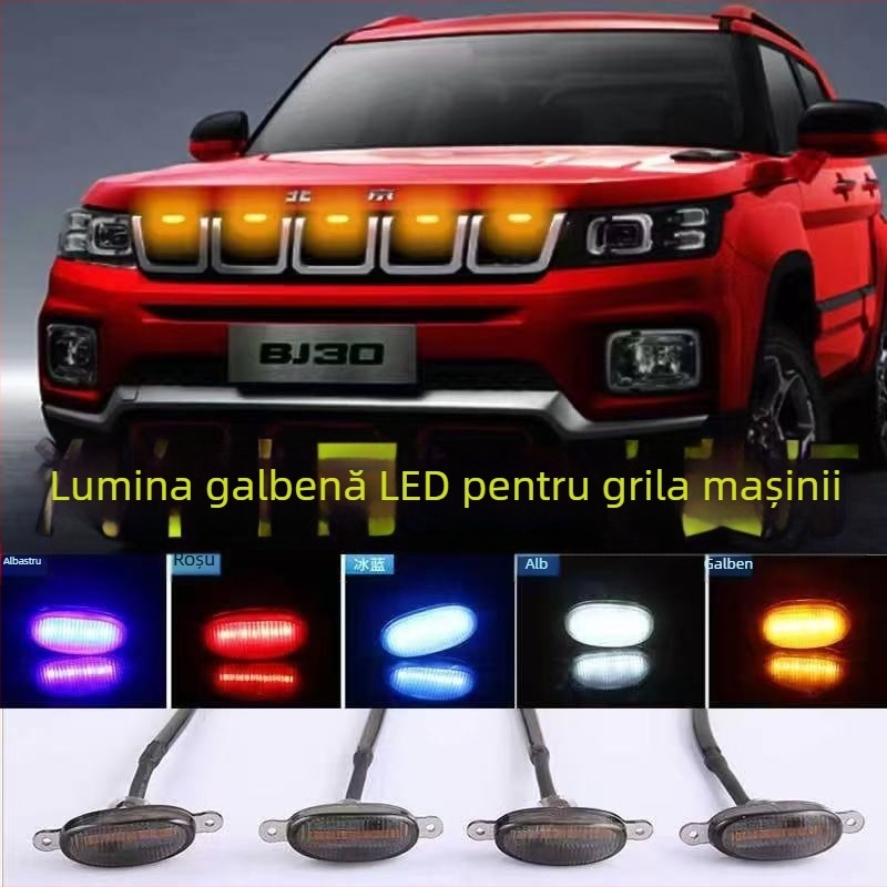 Lumină pentru grilă auto, pentru vehicule off-road, controlată prin aplicație Bluetooth, universală, 12V IP68
