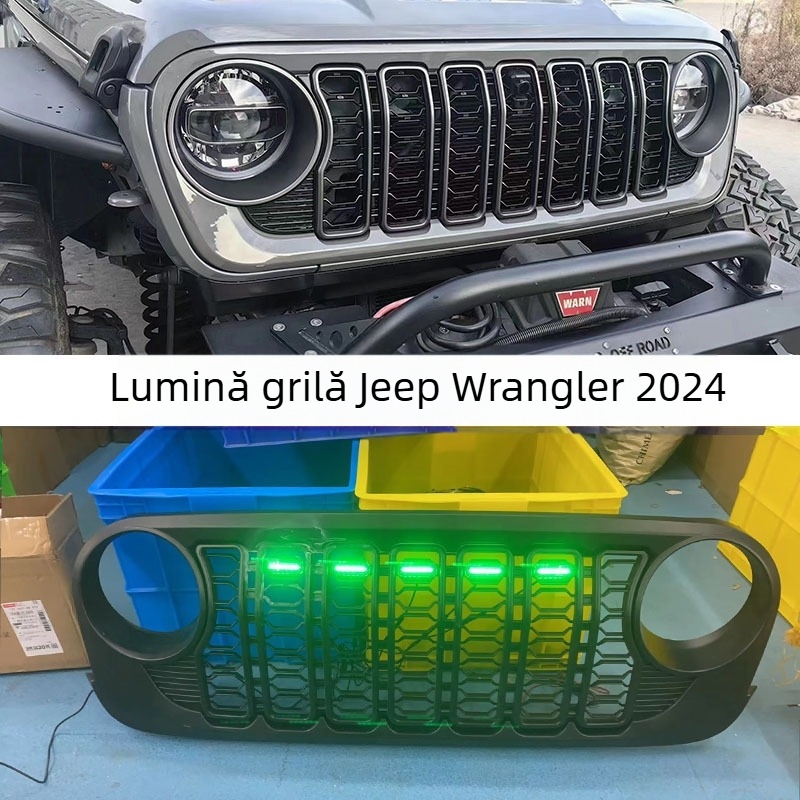 Raofu Luminile LED pentru grila Jeep Wrangler JK/JL — capac Snap-on, plastic+ac, 12V, 4.5W, IP67, compatibile cu 24 modele Wrangler