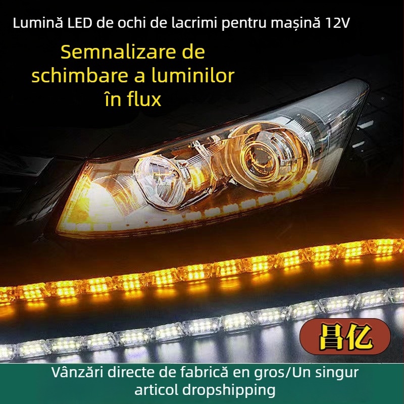 Lumină LED de zi pentru mașină 12V, impermeabilă, 150 lm, 8W, universală, semnalizare dual-color