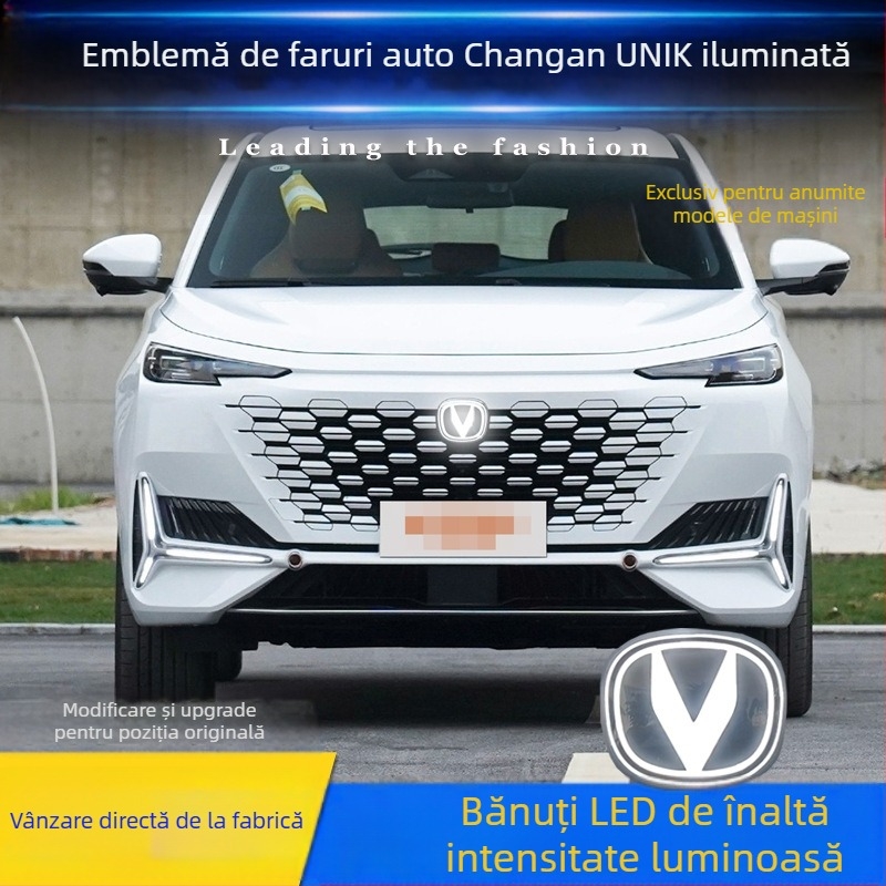 Logo LED auto pentru Changan CS75Pplus/CS85/UNIK – carcasă ABS și PC, 12V, 5–10W, 50000 lm, durată de viață 60000 h, logo LED respirator
