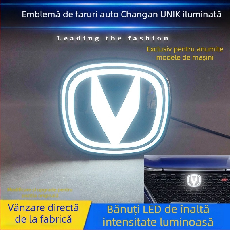 Logo LED auto pentru Changan CS75Pplus/CS85/UNIK – carcasă ABS și PC, 12V, 5–10W, 50000 lm, durată de viață 60000 h, logo LED respirator