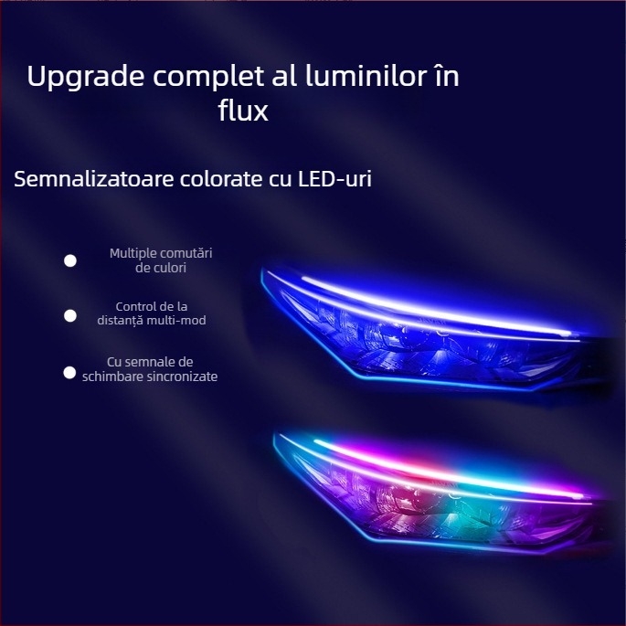 Lumini LED pentru farurile de zi ale mașinii, control prin APP, silicon, 12V, 10W/m, IP6, Compatibilitate universală