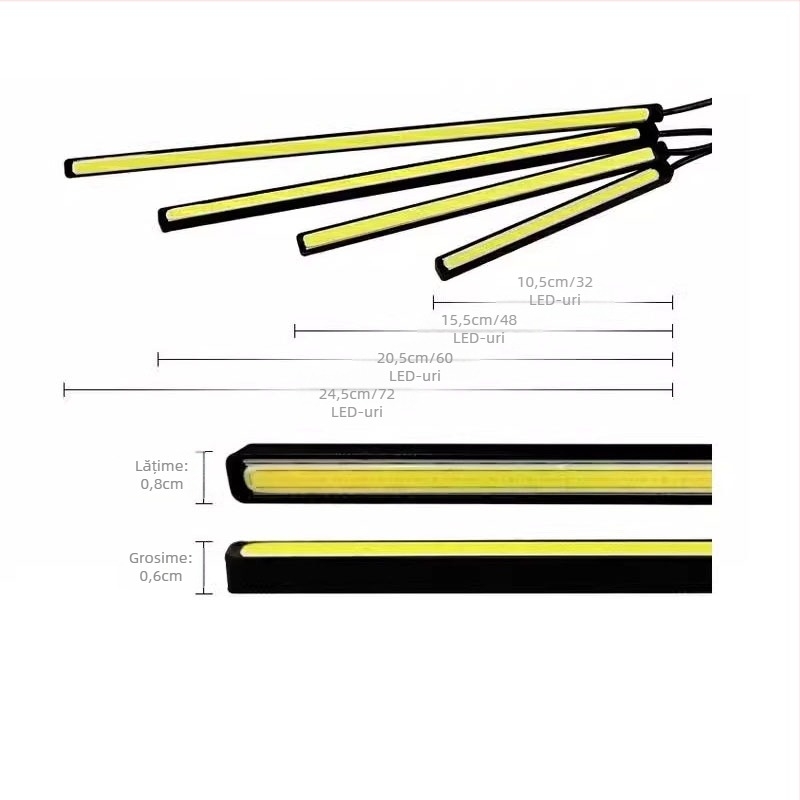COB lumină de zi pentru mașini, LED 5W, aliaj de aluminiu, rezistentă la apă, 12V universal, model cob-c1