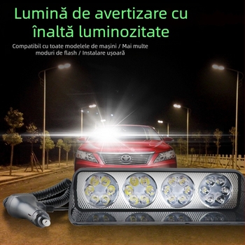 Lumină LED de avertizare pentru interiorul mașinii, 12V, 30W LED, model S24 Burst Light, durată de viață 50.000 ore