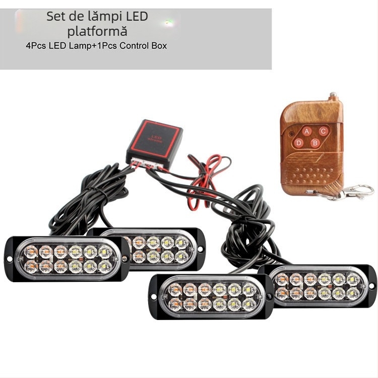 Lumină de zi pentru mașină, LED 12-LED, telecomandă wireless, 12V, 36W, 800 lm