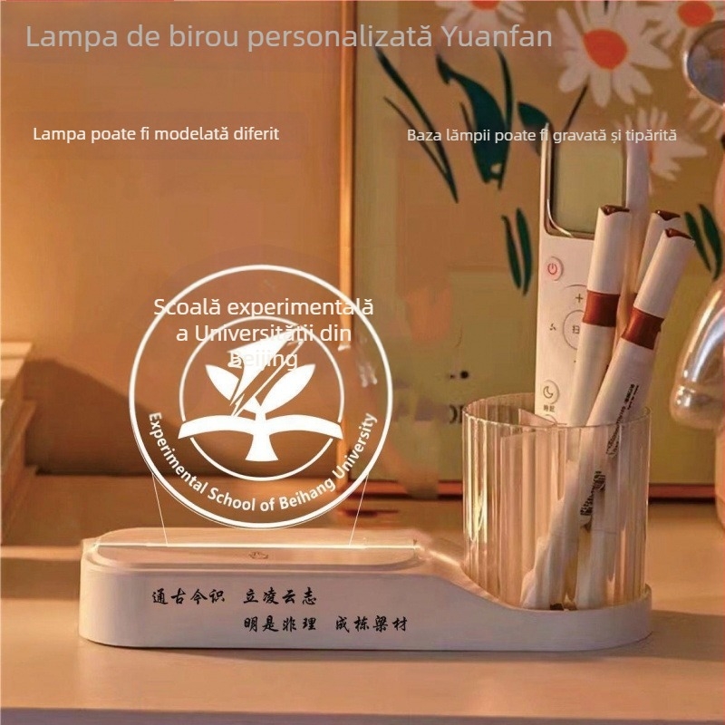 Suport rotativ pentru stilou cu lampă de noapte și tablou de scriere din acril, cadou de absolvire (Sursă de lumină: LED; Material: Alte; Tip abajur: Alte; Tensiune: Alte)