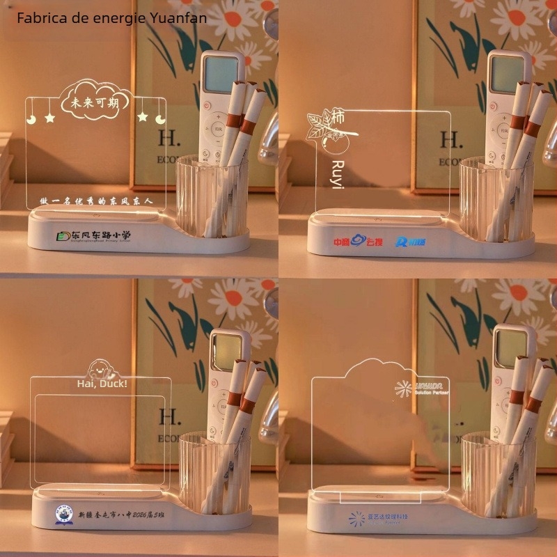 Suport rotativ pentru stilou cu lampă de noapte și tablou de scriere din acril, cadou de absolvire (Sursă de lumină: LED; Material: Alte; Tip abajur: Alte; Tensiune: Alte)