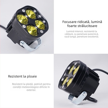 Far LED Four-Leaf Clover pentru motociclete și vehicule electrice, 18W, 12-80V, substrat de aluminiu