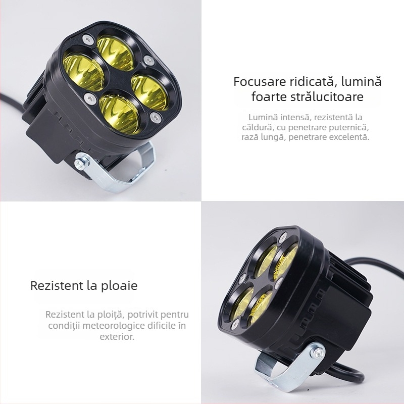 Far LED Four-Leaf Clover pentru motociclete și vehicule electrice, 18W, 12-80V, substrat de aluminiu