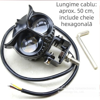 Far Cat Eye LED pentru motociclete și vehicule electrice, iluminare duală galbenă și albă, carcasă din plastic