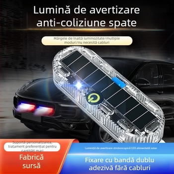 Lumină LED solară stroboscopică pentru motociclete și vehicule electrice – far de avertizare spate, rezistent la apă, fără cabluri