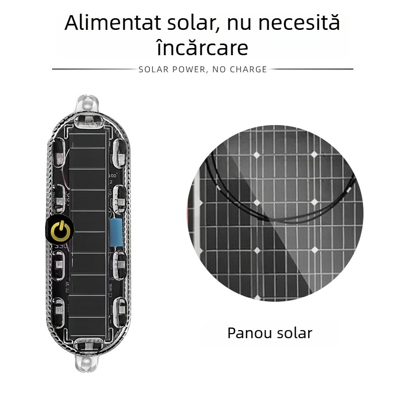 Lumină LED solară stroboscopică pentru motociclete și vehicule electrice – far de avertizare spate, rezistent la apă, fără cabluri